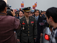 Colonel Jeong-Hoon Park (center), the former head of the Marine Corps investigation unit, arrives at the Central Regional Military Court in...