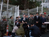 Former Marine Corps Investigation Team Leader Park Jeong-hoon holds a press conference in front of the Central District Military Court in Yo...