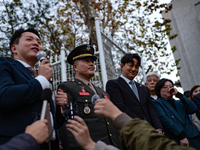 Former Marine Corps Investigation Team Leader Park Jeong-hoon holds a press conference in front of the Central District Military Court in Yo...