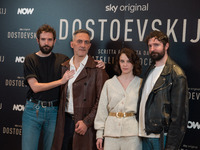 Damiano D'Innocenzo, Filippo Timi, Carlotta Gamba, and Fabio D'Innocenzo attend the ''Dostoevskij'' photocall at Hotel Eden in Rome, Italy,...