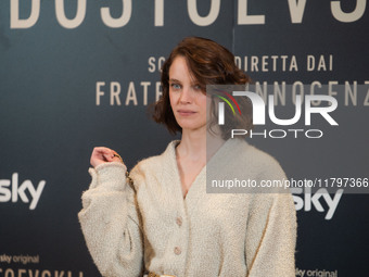 Carlotta Gamba attends the ''Dostoevskij'' photocall at Hotel Eden in Rome, Italy, on November 20, 2024. (