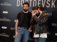 Directors Damiano D'Innocenzo and Fabio D'Innocenzo attend the ''Dostoevskij'' photocall at Hotel Eden in Rome, Italy, on November 20, 2024....