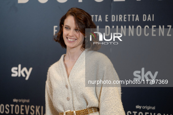 Carlotta Gamba attends the ''Dostoevskij'' photocall at Hotel Eden in Rome, Italy, on November 20, 2024. 