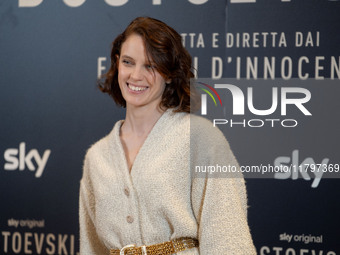 Carlotta Gamba attends the ''Dostoevskij'' photocall at Hotel Eden in Rome, Italy, on November 20, 2024. (