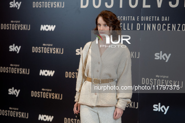 Carlotta Gamba attends the ''Dostoevskij'' photocall at Hotel Eden in Rome, Italy, on November 20, 2024. 