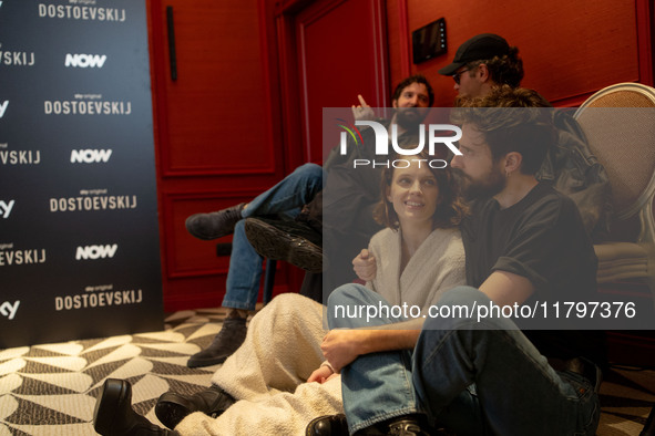 Carlotta Gamba and Damiano D'Innocenzo attend the ''Dostoevskij'' photocall at Hotel Eden in Rome, Italy, on November 20, 2024. 