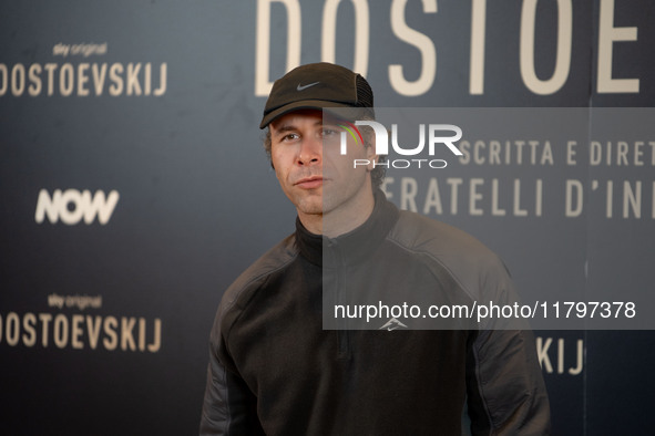 Gabriel Montesi attends the ''Dostoevskij'' photocall at Hotel Eden in Rome, Italy, on November 20, 2024. 