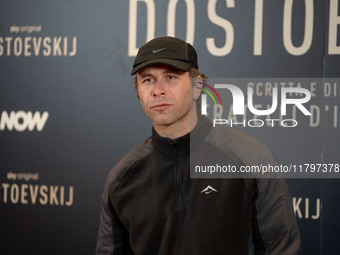 Gabriel Montesi attends the ''Dostoevskij'' photocall at Hotel Eden in Rome, Italy, on November 20, 2024. (