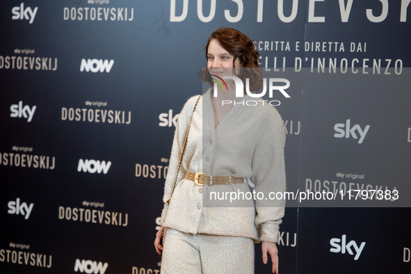 Carlotta Gamba attends the ''Dostoevskij'' photocall at Hotel Eden in Rome, Italy, on November 20, 2024. 