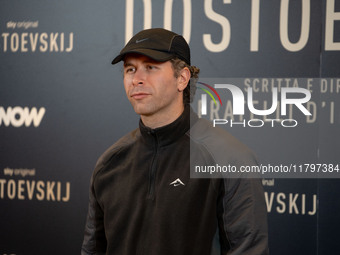 Gabriel Montesi attends the ''Dostoevskij'' photocall at Hotel Eden in Rome, Italy, on November 20, 2024. (