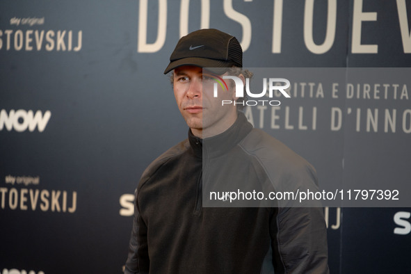 Gabriel Montesi attends the ''Dostoevskij'' photocall at Hotel Eden in Rome, Italy, on November 20, 2024. 