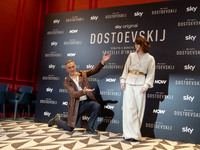 Filippo Timi and Carlotta Gamba attend the ''Dostoevskij'' photocall at Hotel Eden in Rome, Italy, on November 20, 2024. (