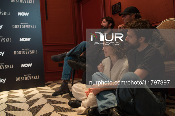 Carlotta Gamba and Damiano D'Innocenzo attend the ''Dostoevskij'' photocall at Hotel Eden in Rome, Italy, on November 20, 2024. 