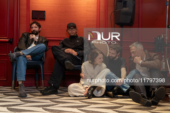 Fabio D'Innocenzo, Gabriel Montesi, Carlotta Gamba, Damiano D'Innocenzo, and Filippo Timi attend the ''Dostoevskij'' photocall at Hotel Eden...