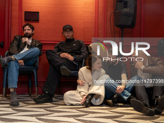 Fabio D'Innocenzo, Gabriel Montesi, Carlotta Gamba, Damiano D'Innocenzo, and Filippo Timi attend the ''Dostoevskij'' photocall at Hotel Eden...