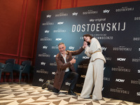 Filippo Timi and Carlotta Gamba attend the ''Dostoevskij'' photocall at Hotel Eden in Rome, Italy, on November 20, 2024. (