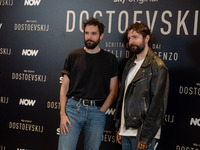 Directors Damiano D'Innocenzo and Fabio D'Innocenzo attend the ''Dostoevskij'' photocall at Hotel Eden in Rome, Italy, on November 20, 2024....