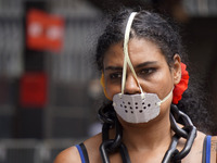 People attend a rally against racism during Black Awareness Day in Sao Paulo, Brazil, on November 20, 2024. (