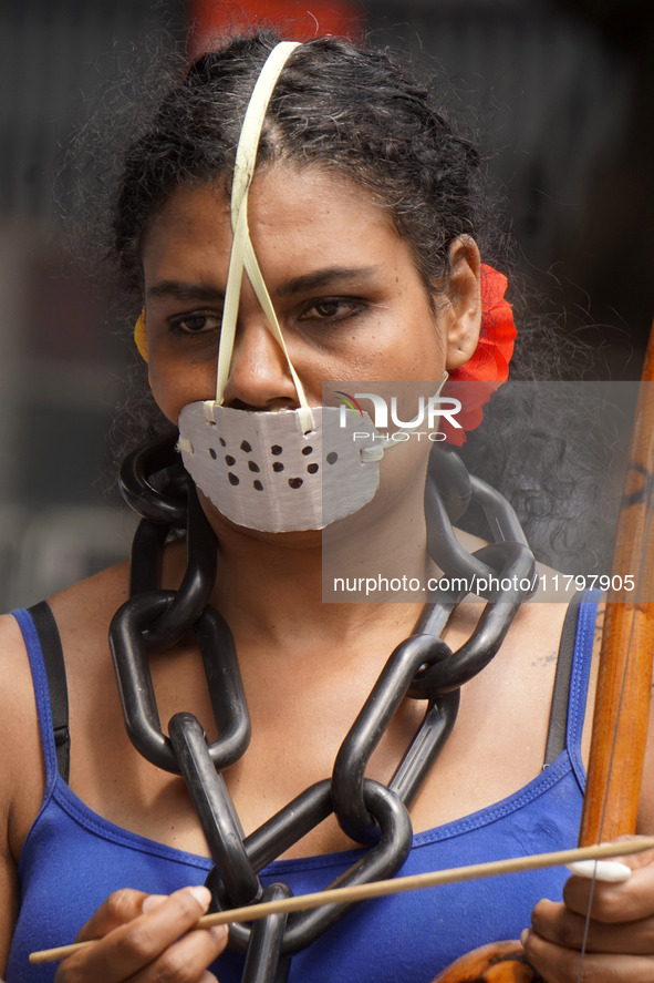 People attend a rally against racism during Black Awareness Day in Sao Paulo, Brazil, on November 20, 2024. 