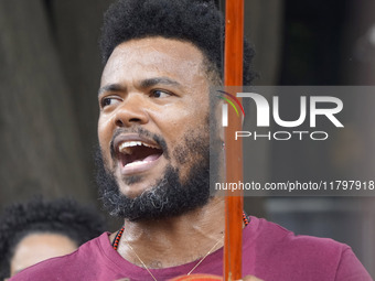 People attend a rally against racism during Black Awareness Day in Sao Paulo, Brazil, on November 20, 2024. (