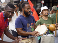 People attend a rally against racism during Black Awareness Day in Sao Paulo, Brazil, on November 20, 2024. (