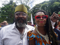 People attend a rally against racism during Black Awareness Day in Sao Paulo, Brazil, on November 20, 2024. (