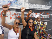 People attend a rally against racism during Black Awareness Day in Sao Paulo, Brazil, on November 20, 2024. (