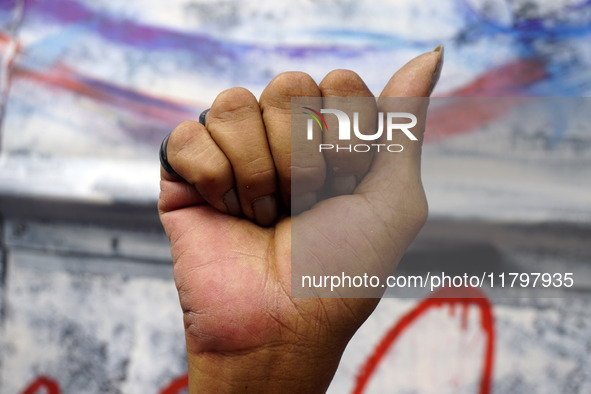 People attend a rally against racism during Black Awareness Day in Sao Paulo, Brazil, on November 20, 2024. 