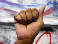 People attend a rally against racism during Black Awareness Day in Sao Paulo, Brazil, on November 20, 2024. (