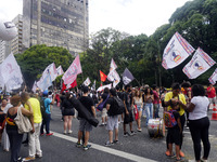 People attend a rally against racism during Black Awareness Day in Sao Paulo, Brazil, on November 20, 2024. (