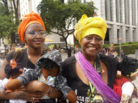 People attend a rally against racism during Black Awareness Day in Sao Paulo, Brazil, on November 20, 2024. (