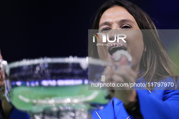 MALAGA, SPAIN - NOVEMBER 20: Tathiana Garbin Italy captain leaves the trophy after winning the Billie Jean King Cup Finals at Palacio de Dep...