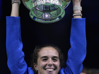 MALAGA, SPAIN - NOVEMBER 20: Lucia Bronzetti of Team Italy leaves the trophy after winning the Billie Jean King Cup Finals at Palacio de Dep...