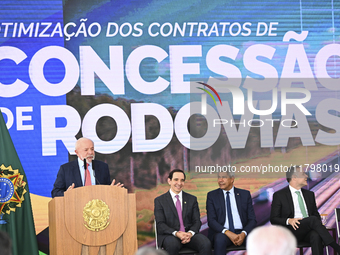 The President of Brazil, Luiz Inacio Lula da Silva, takes part in a ceremony at the Planalto Palace in Brasilia, Brazil, on November 21, 202...