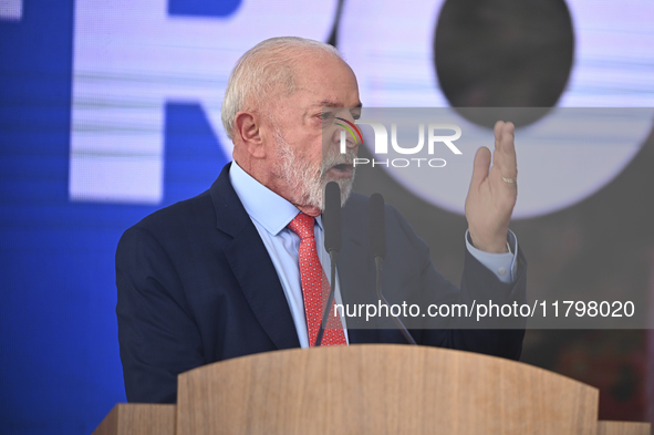 The President of Brazil, Luiz Inacio Lula da Silva, takes part in a ceremony at the Planalto Palace in Brasilia, Brazil, on November 21, 202...