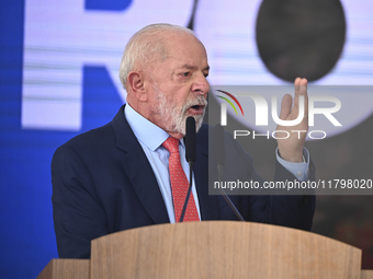 The President of Brazil, Luiz Inacio Lula da Silva, takes part in a ceremony at the Planalto Palace in Brasilia, Brazil, on November 21, 202...