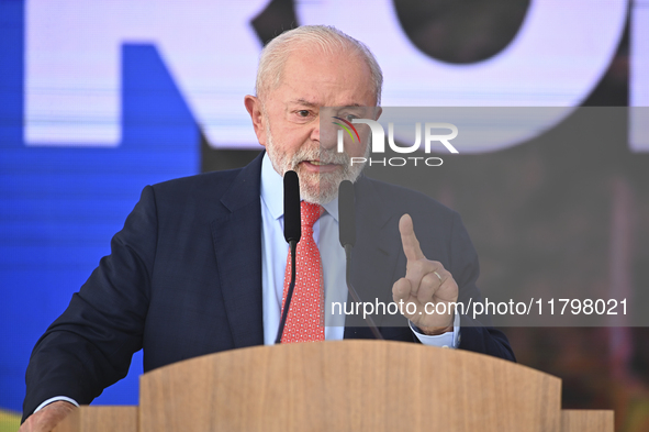 The President of Brazil, Luiz Inacio Lula da Silva, takes part in a ceremony at the Planalto Palace in Brasilia, Brazil, on November 21, 202...