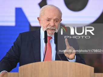 The President of Brazil, Luiz Inacio Lula da Silva, takes part in a ceremony at the Planalto Palace in Brasilia, Brazil, on November 21, 202...