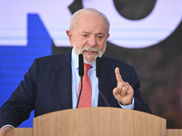 The President of Brazil, Luiz Inacio Lula da Silva, takes part in a ceremony at the Planalto Palace in Brasilia, Brazil, on November 21, 202...