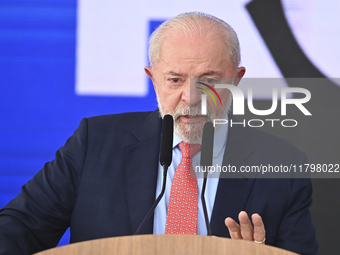 The President of Brazil, Luiz Inacio Lula da Silva, takes part in a ceremony at the Planalto Palace in Brasilia, Brazil, on November 21, 202...