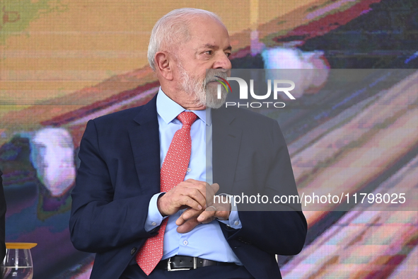 The President of Brazil, Luiz Inacio Lula da Silva, takes part in a ceremony at the Planalto Palace in Brasilia, Brazil, on November 21, 202...