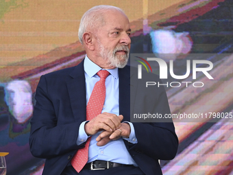 The President of Brazil, Luiz Inacio Lula da Silva, takes part in a ceremony at the Planalto Palace in Brasilia, Brazil, on November 21, 202...