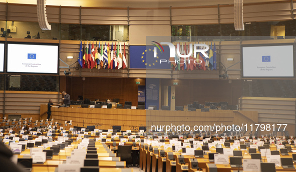 In Belgium, European Parliament Chamber, on November 20, 2024, lawmakers from across the EU convene in the plenary chamber of the European P...