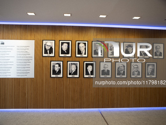 A wall honors the Presidents of the European Parliament, celebrating their contributions to the progress and unity of Europe in Belgium, on...