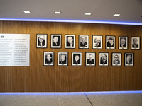 A wall honors the Presidents of the European Parliament, celebrating their contributions to the progress and unity of Europe in Belgium, on...