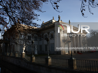 A view of the Palace on the Isle at the foreign ministers meeting in Lazienki Royal Park in Warsaw, Poland on November 19, 2024. (