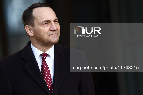 Foreign Affairs Minister of Poland Radoslaw Sikorski
at the foreign ministers meeting in Warsaw, Poland on November 19, 2024. 