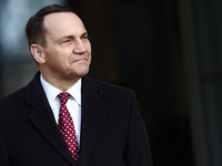 Foreign Affairs Minister of Poland Radoslaw Sikorski
at the foreign ministers meeting in Warsaw, Poland on November 19, 2024. (