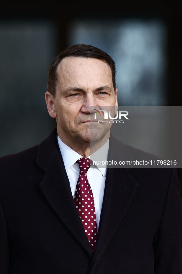 Foreign Affairs Minister of Poland Radoslaw Sikorski
at the foreign ministers meeting in Warsaw, Poland on November 19, 2024. 