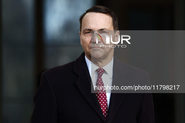 Foreign Affairs Minister of Poland Radoslaw Sikorski
at the foreign ministers meeting in Warsaw, Poland on November 19, 2024. 